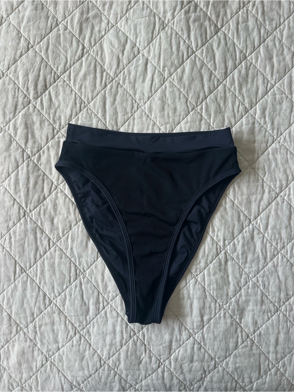 L Space Frenchi Bitsy Cut Black Ribbed Bikini Bottom Size Small